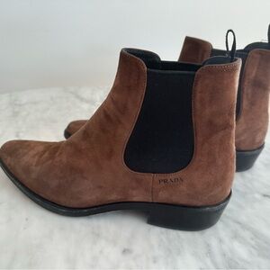 Prada Brown Suede Chelsea Boot